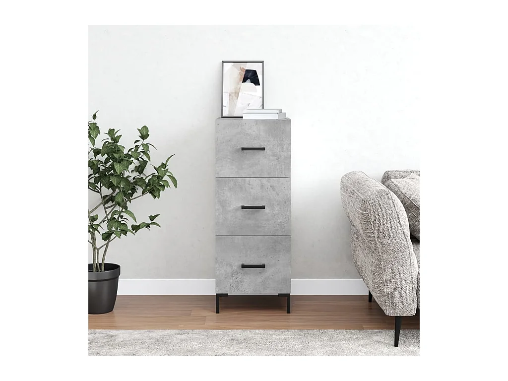 Buffet Gris béton 34,5x34x90 cm Bois d'ingénierie