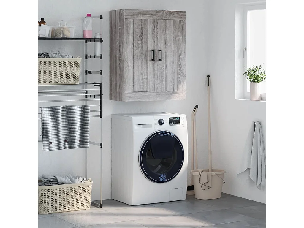 Wandkast 69,5x34x90 cm bewerkt hout grijs sonoma eikenkleurig