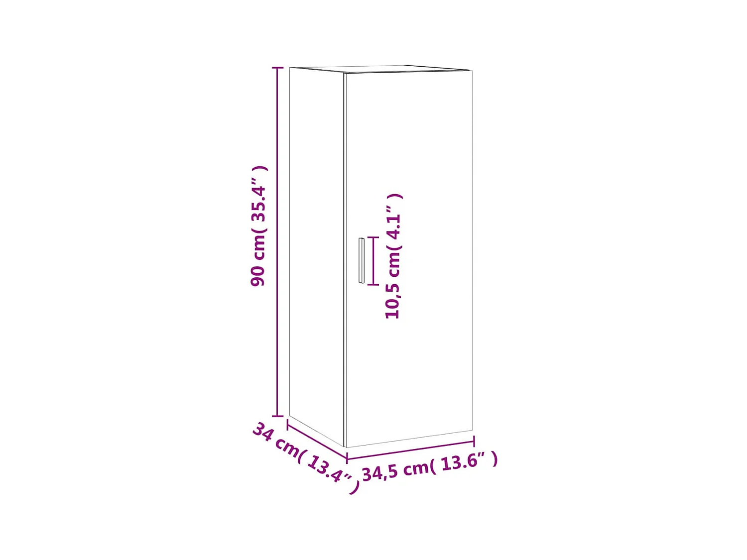 Armoire murale gris béton 34,5x34x90 cm