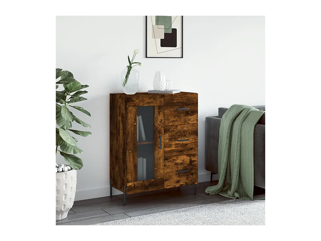 Dressoir 69,5x34x90 cm bewerkt hout gerookt eikenkleurig