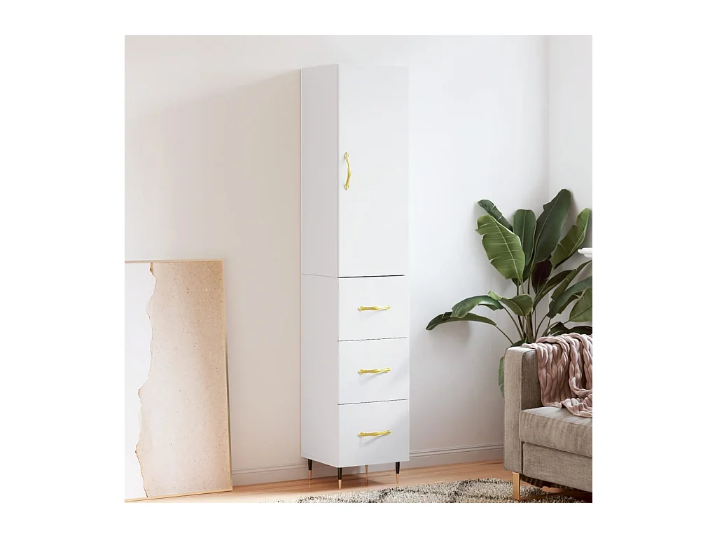Buffet haut Blanc 34,5x34x180 cm Bois d'ingénierie