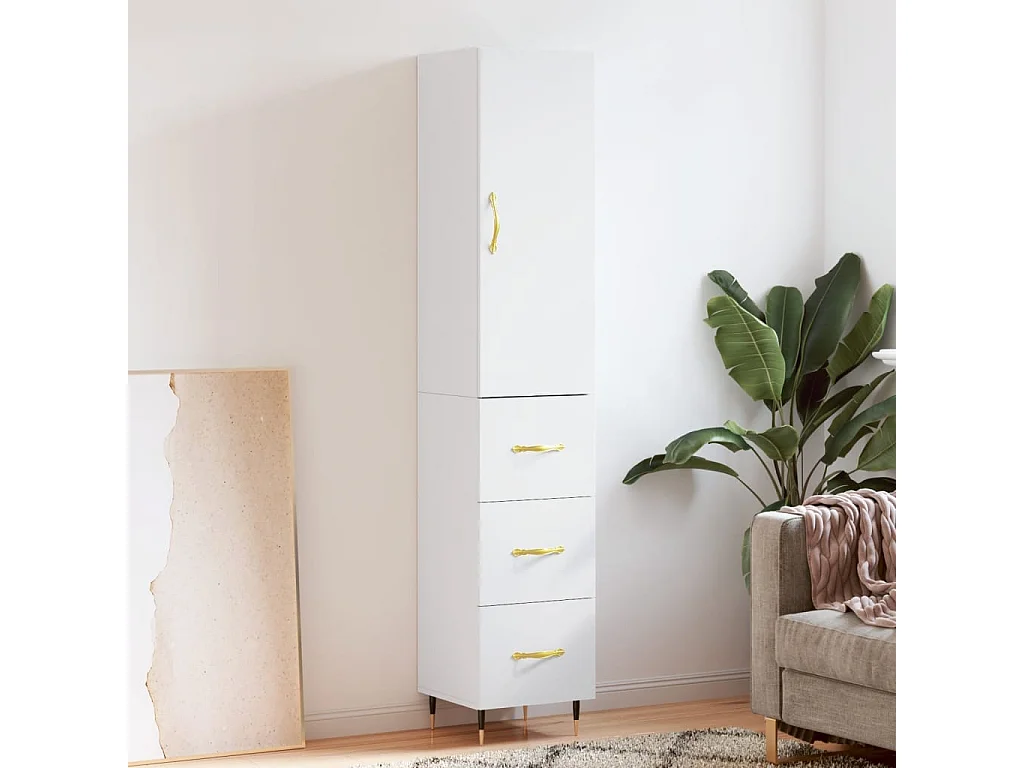 Highboard Weiß 34,5x34x180 cm Holzwerkstoff