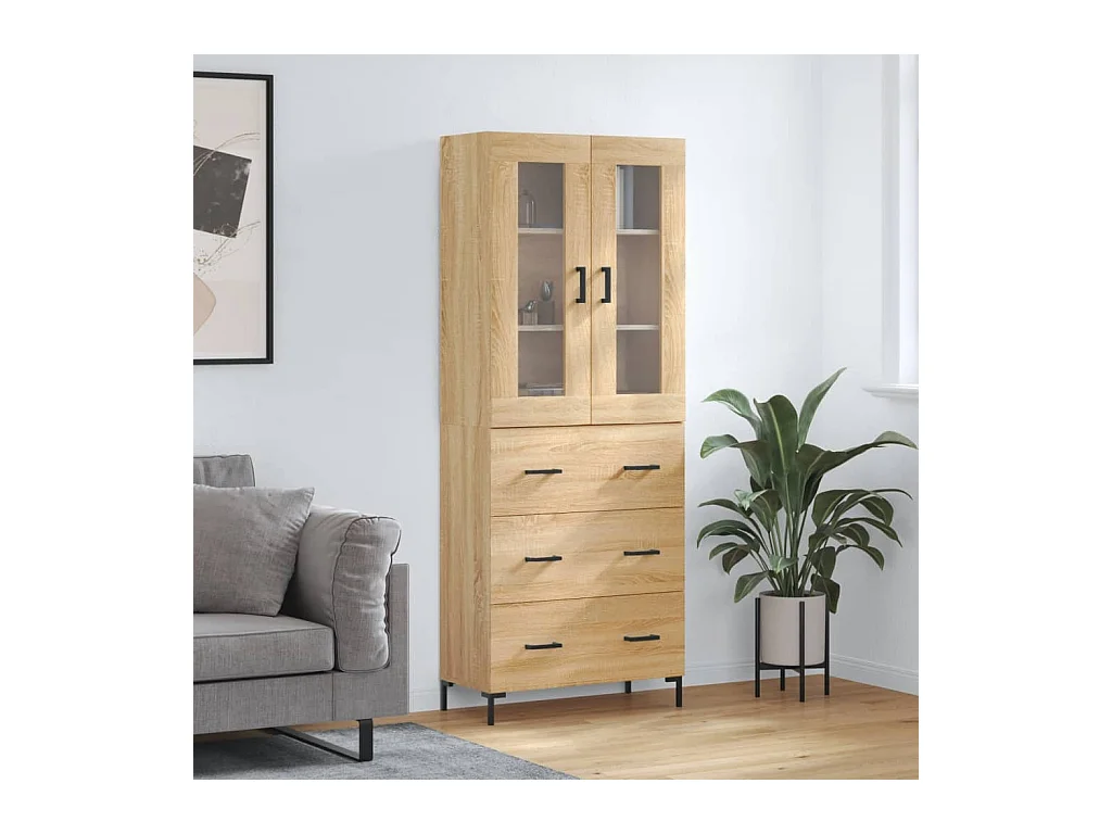 Hoge kast 69,5x34x180 cm bewerkt hout sonoma eikenkleurig