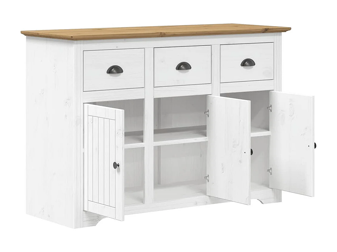 Sideboard BODO Weiß und Braun 115,5x44x80 cm Massivholz Kiefer