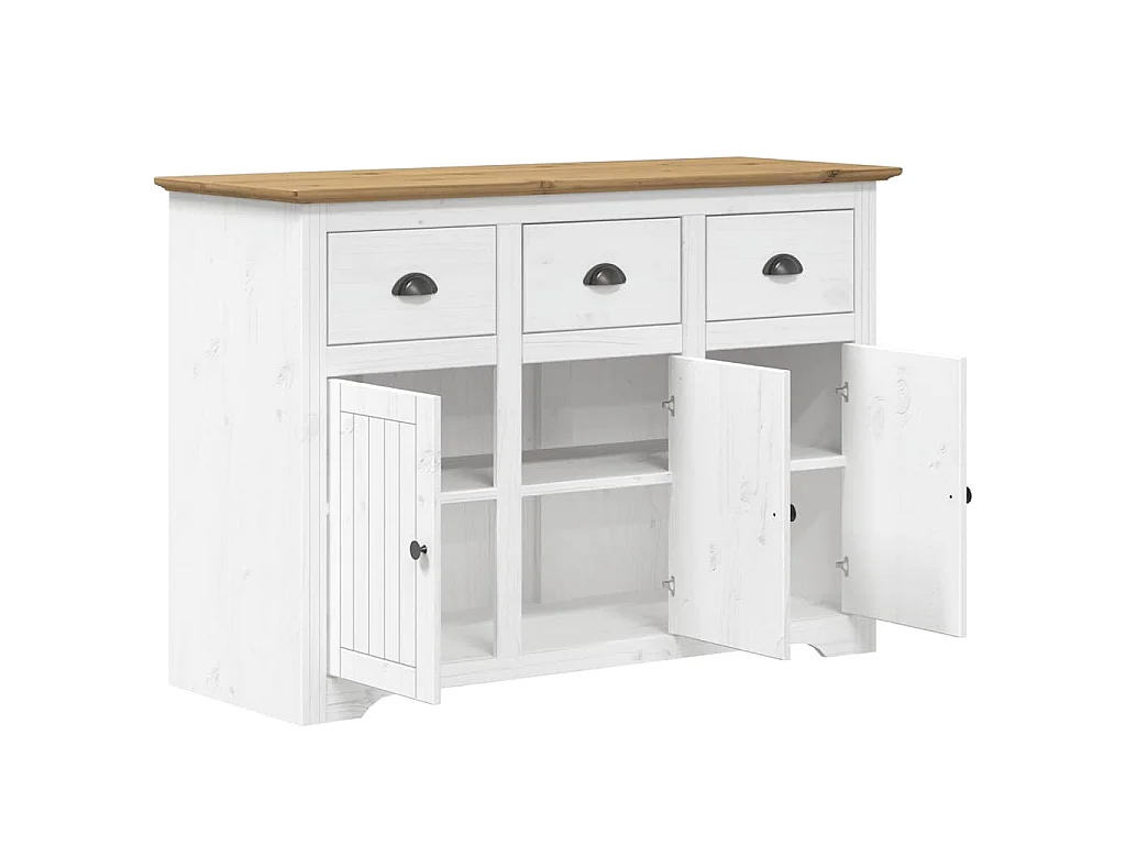 Sideboard BODO Weiß und Braun 115,5x44x80 cm Massivholz Kiefer