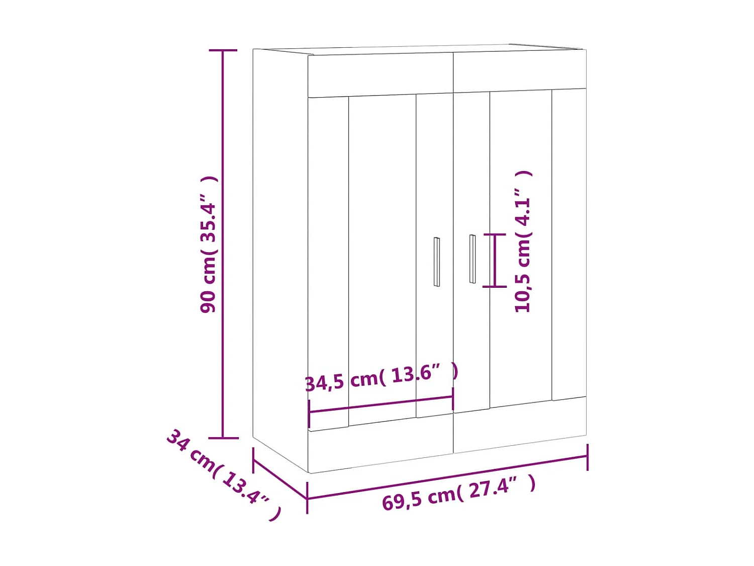 Armoire murale sonoma gris 69,5x34x90 cm