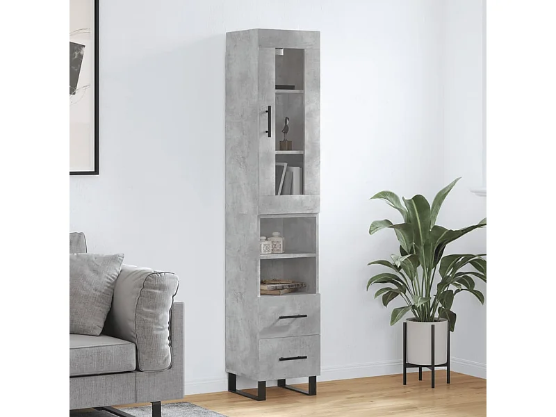 Credenza Grigio Cemento 34,5x34x180 cm in Legno Multistrato