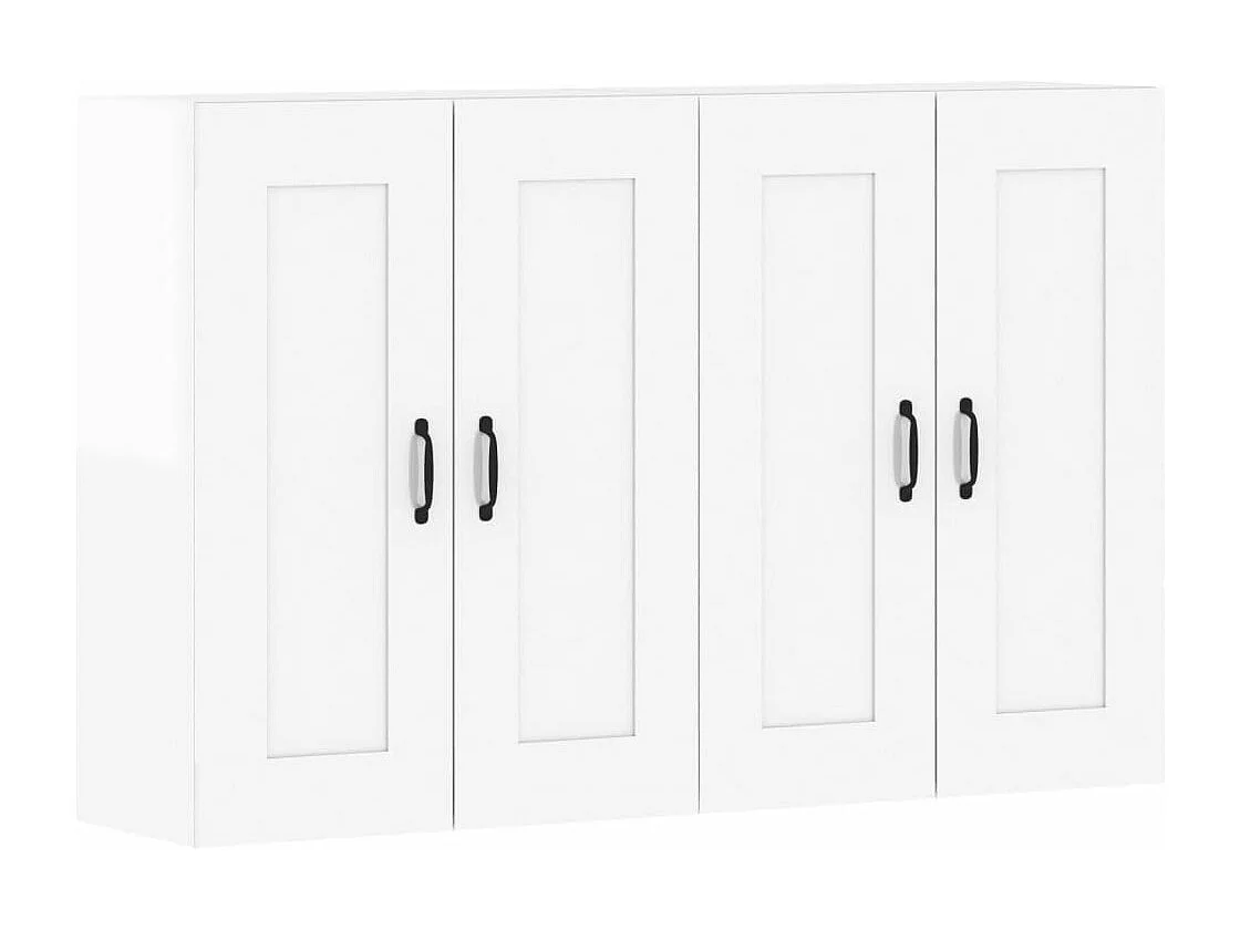 Armoires murales 2 pcs blanc brillant bois d'ingénierie