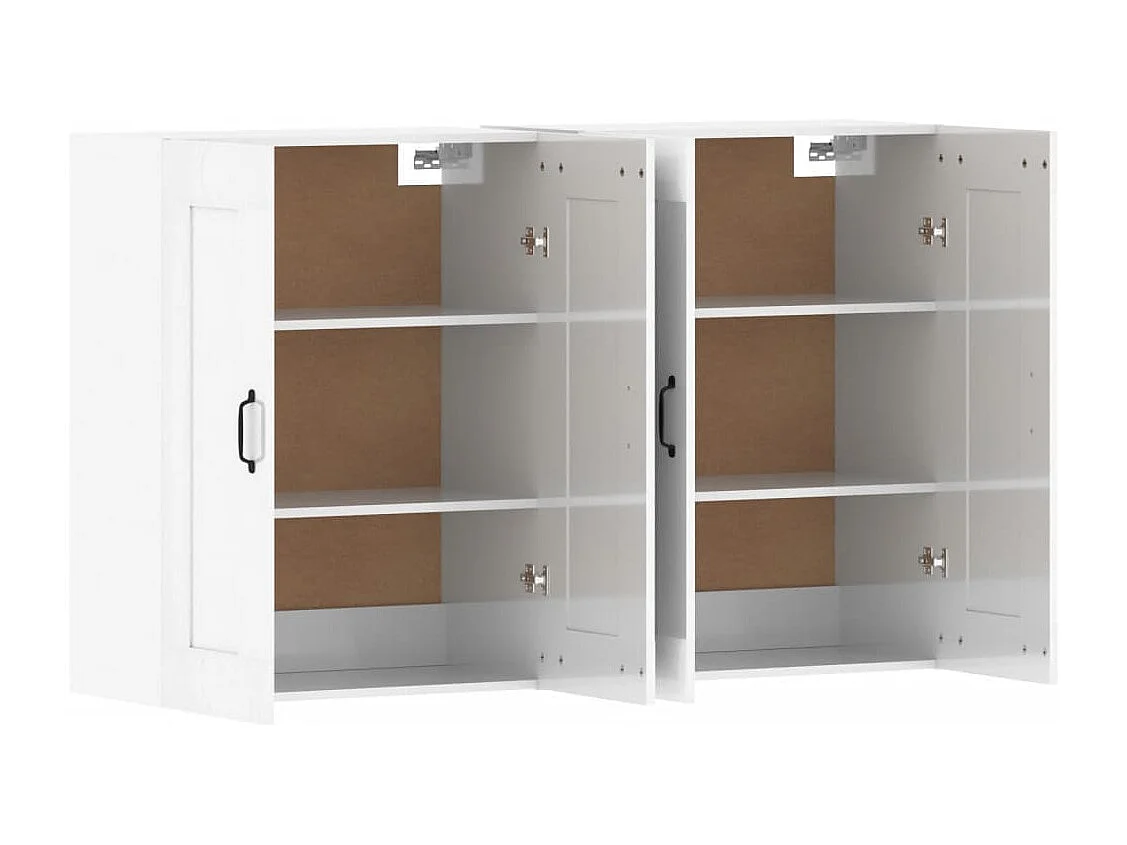 Armoires murales 2 pcs blanc brillant bois d'ingénierie
