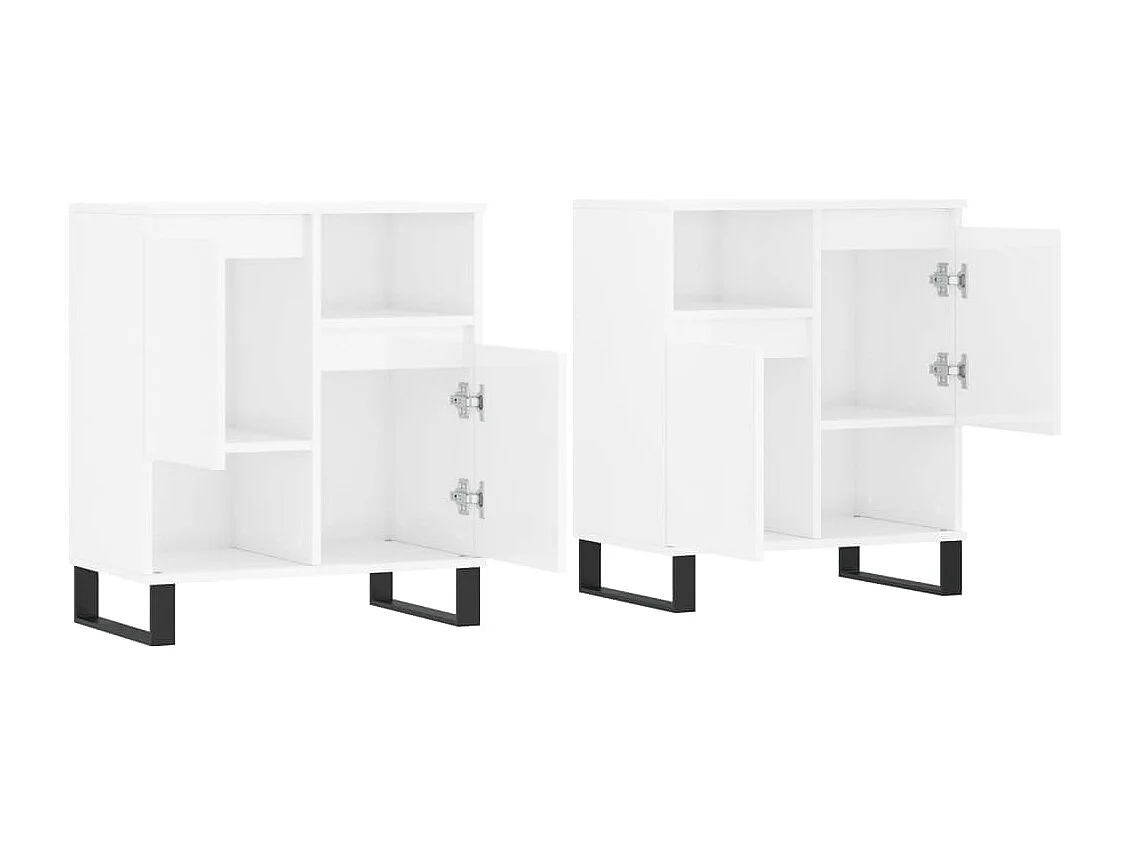 Buffets 2 pcs blanc brillant bois d'ingénierie