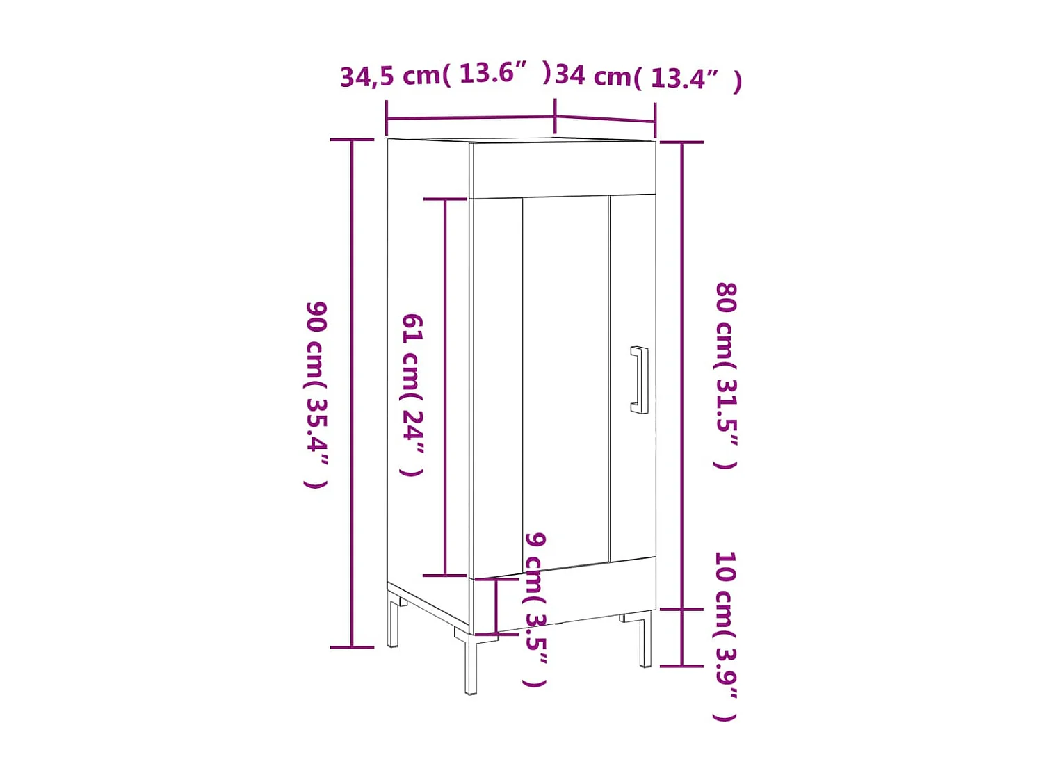 Buffet Blanc brillant 34,5x34x90 cm Bois d'ingénierie