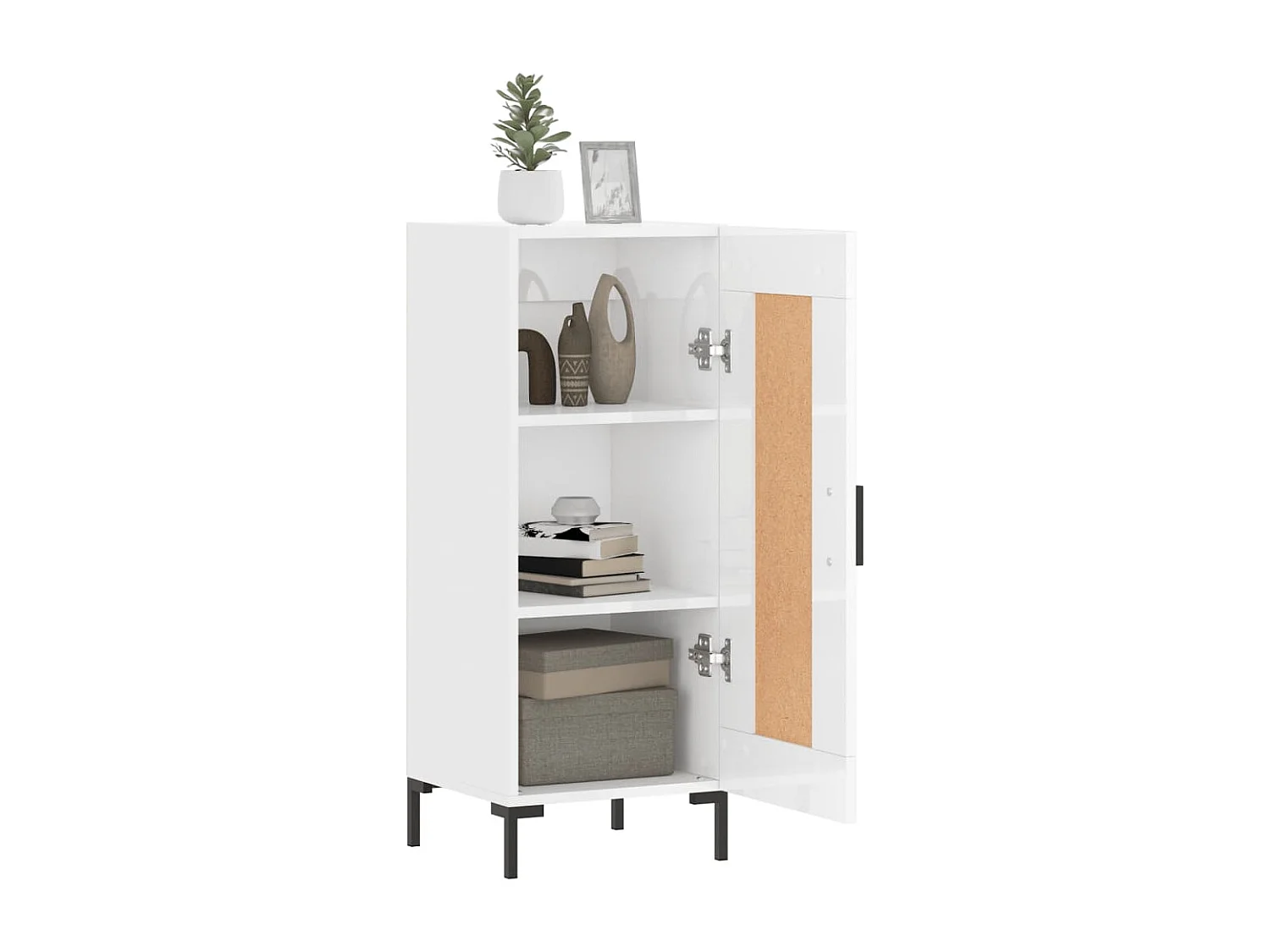 Buffet Blanc brillant 34,5x34x90 cm Bois d'ingénierie