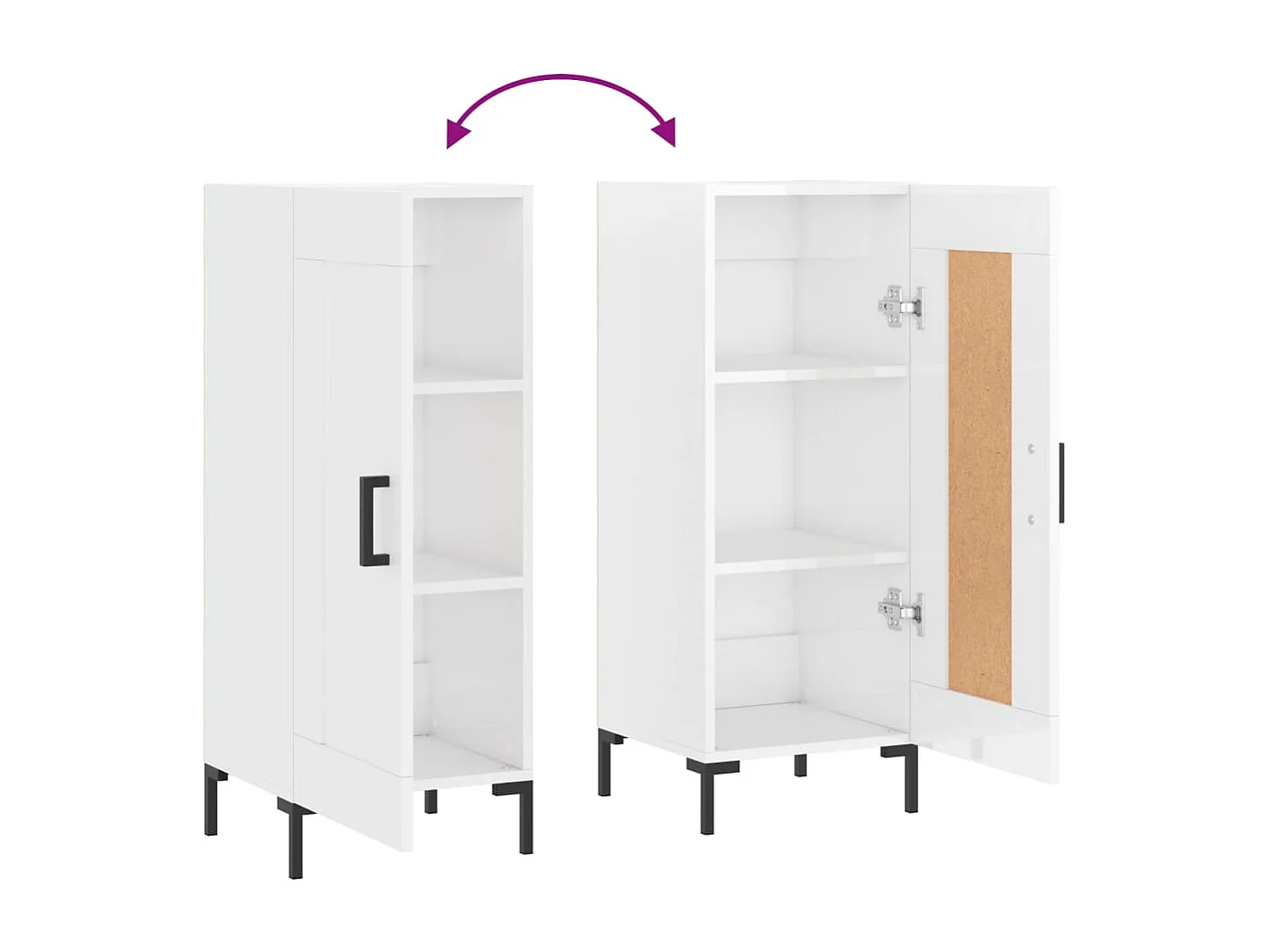 Buffet Blanc brillant 34,5x34x90 cm Bois d'ingénierie