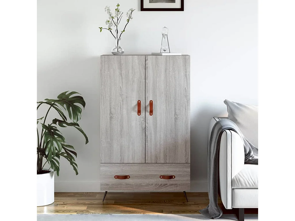Hoge kast 69,5x31x115 cm bewerkt hout grijs sonoma eikenkleurig