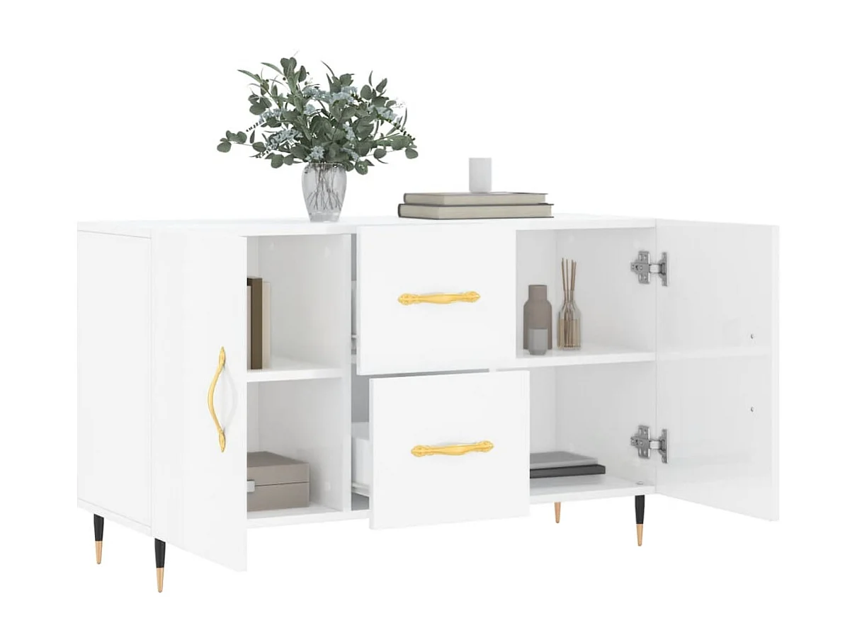 Buffet blanc brillant 100x36x60 cm bois d'ingénierie