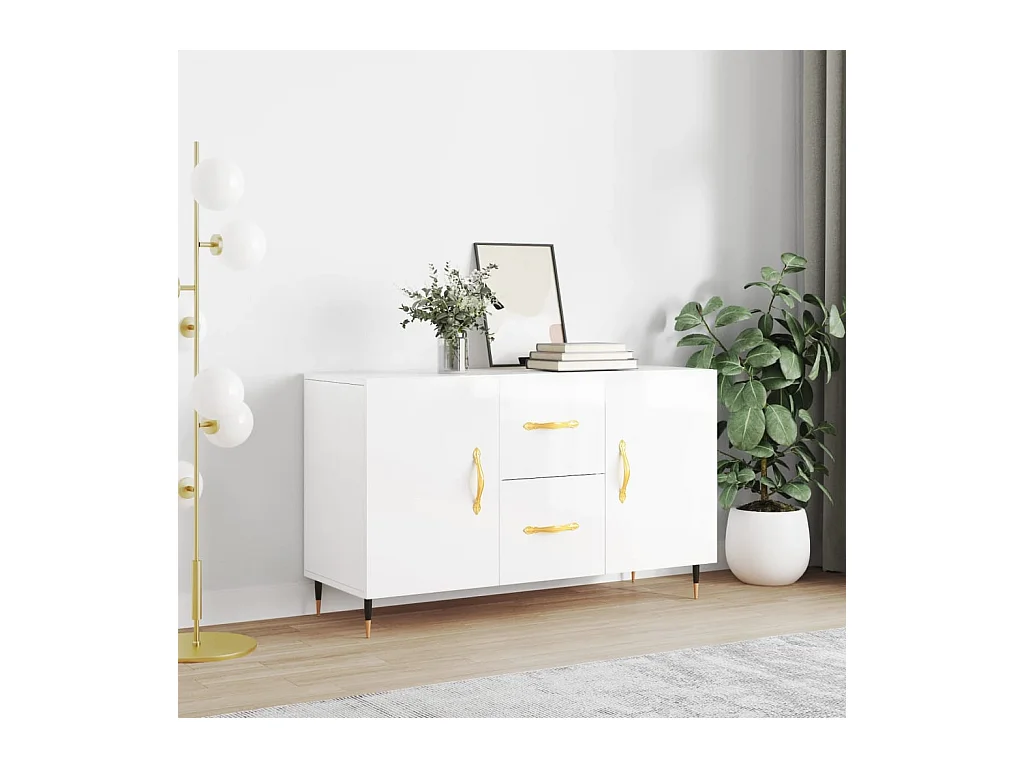 Dressoir 100x36x60 cm bewerkt hout hoogglans wit