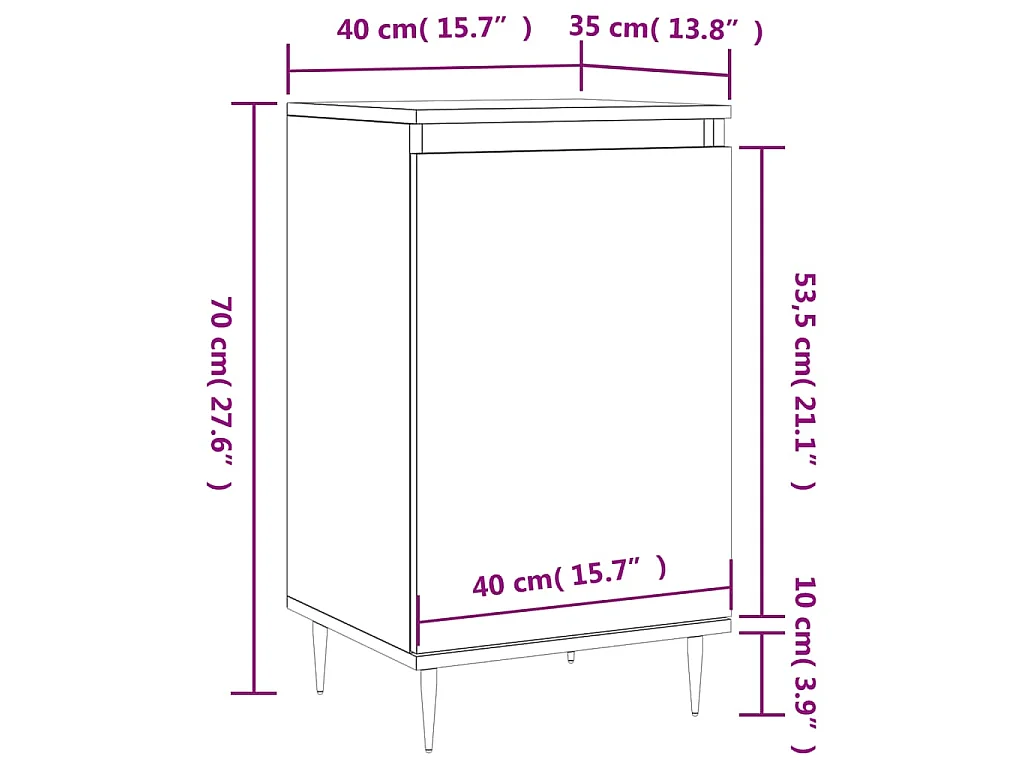 Buffet chêne fumé 40x35x70 cm bois d'ingénierie