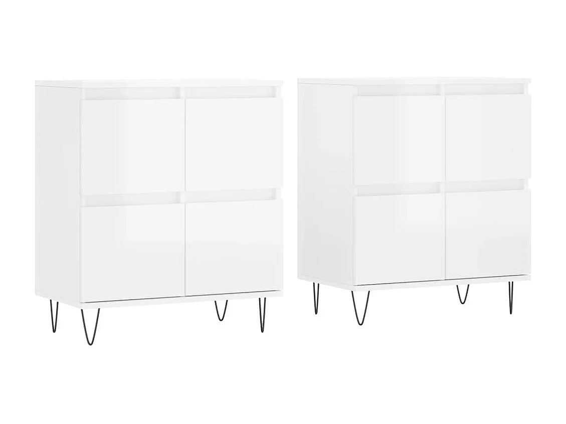 Buffets 2 pcs blanc brillant bois d'ingénierie