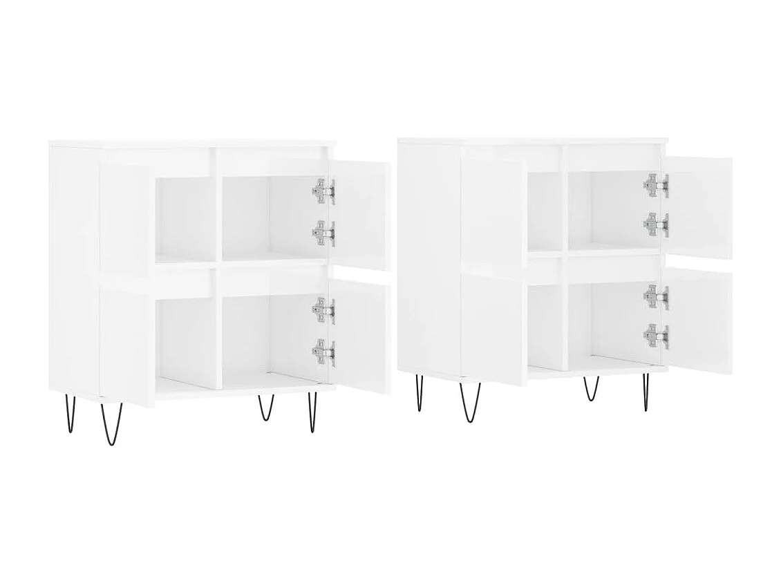 Buffets 2 pcs blanc brillant bois d'ingénierie