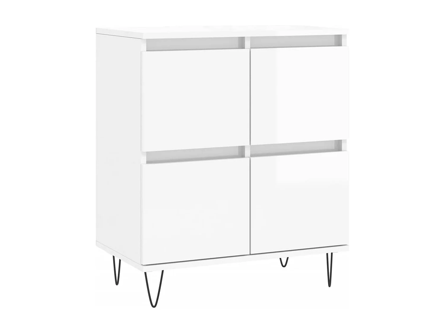 Buffets 2 pcs blanc brillant bois d'ingénierie