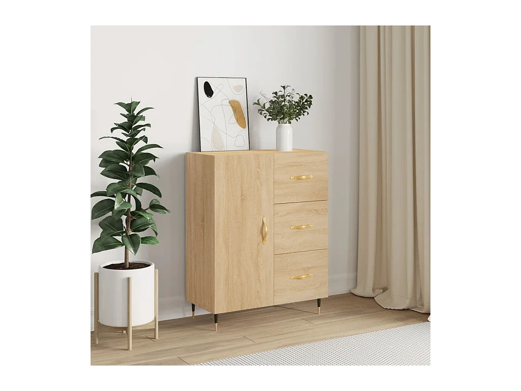 Dressoir 69,5x34x90 cm bewerkt hout sonoma eikenkleurig