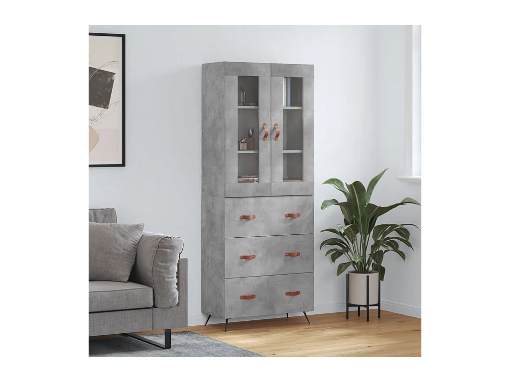 Highboard Betongrau 69,5x34x180 cm Holzwerkstoff