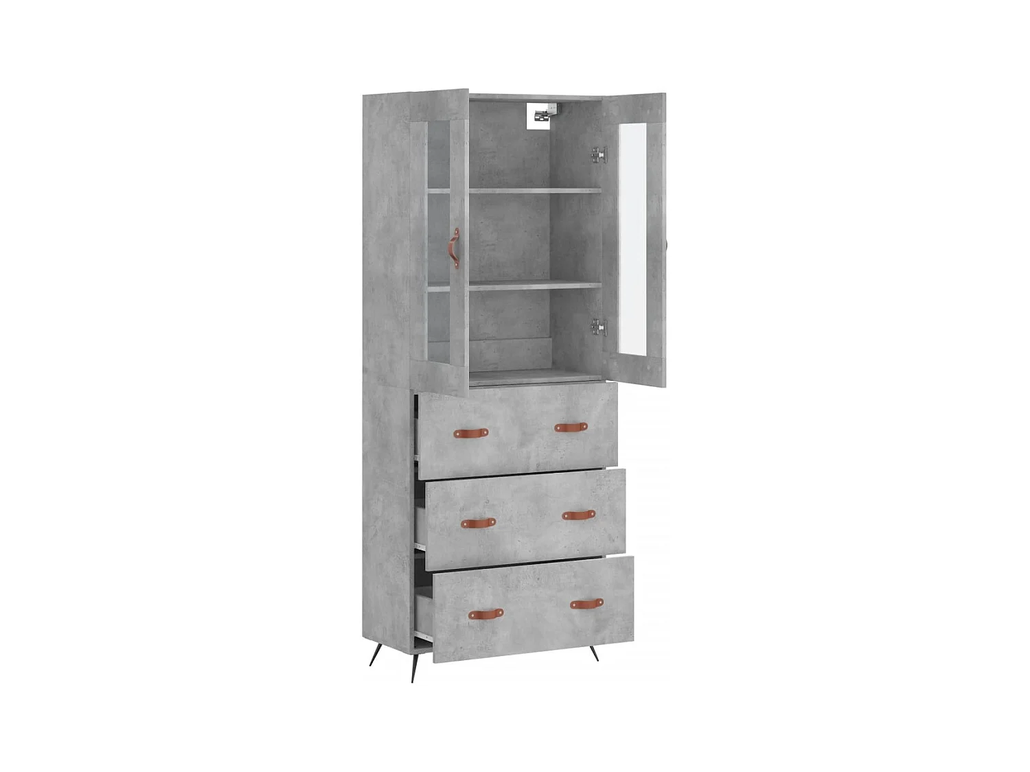 Highboard Betongrau 69,5x34x180 cm Holzwerkstoff