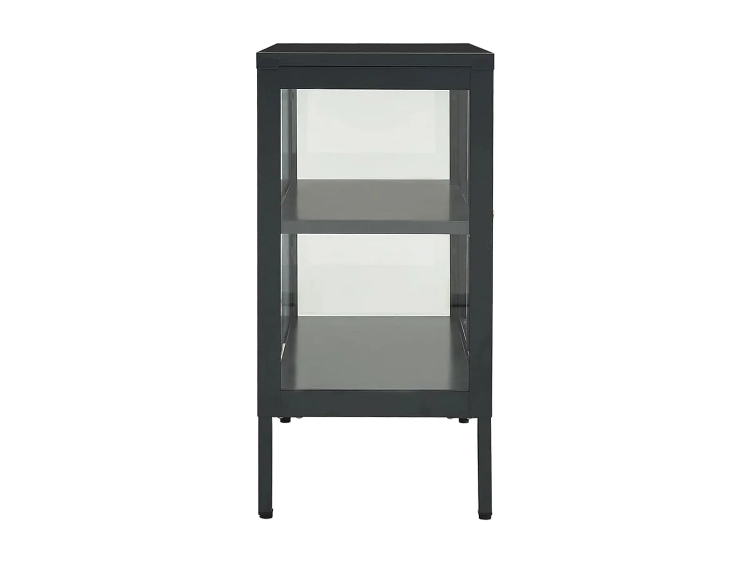 Dressoir 70x35x70 cm staal en glas antracietkleurig