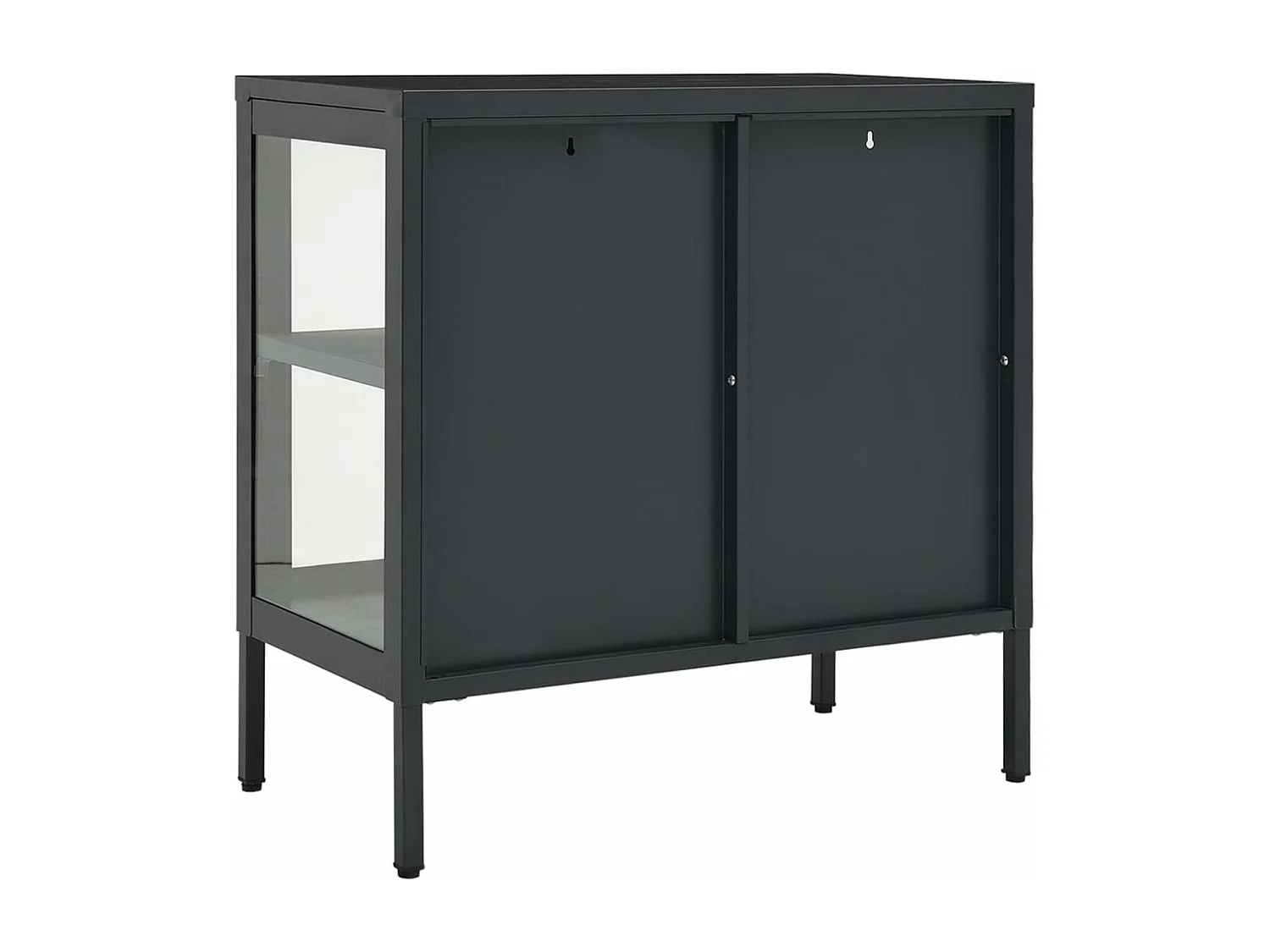 Dressoir 70x35x70 cm staal en glas antracietkleurig