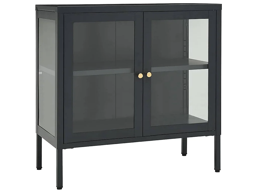 Buffet Anthracite 70x35x70 cm Acier et verre