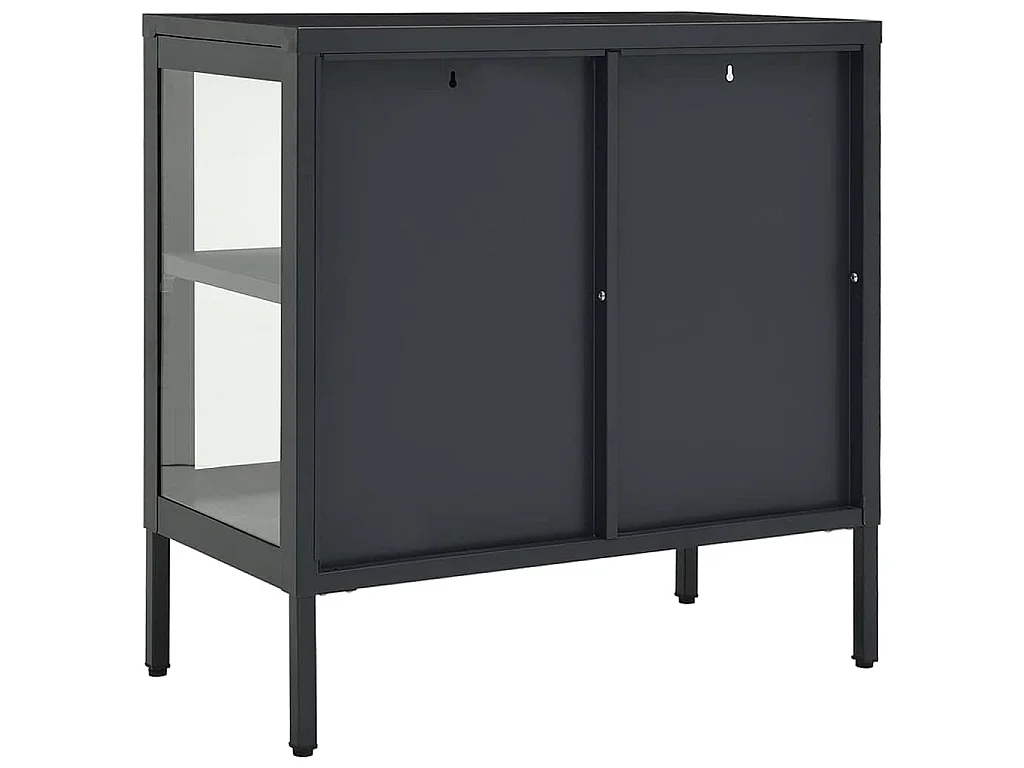 Buffet Anthracite 70x35x70 cm Acier et verre