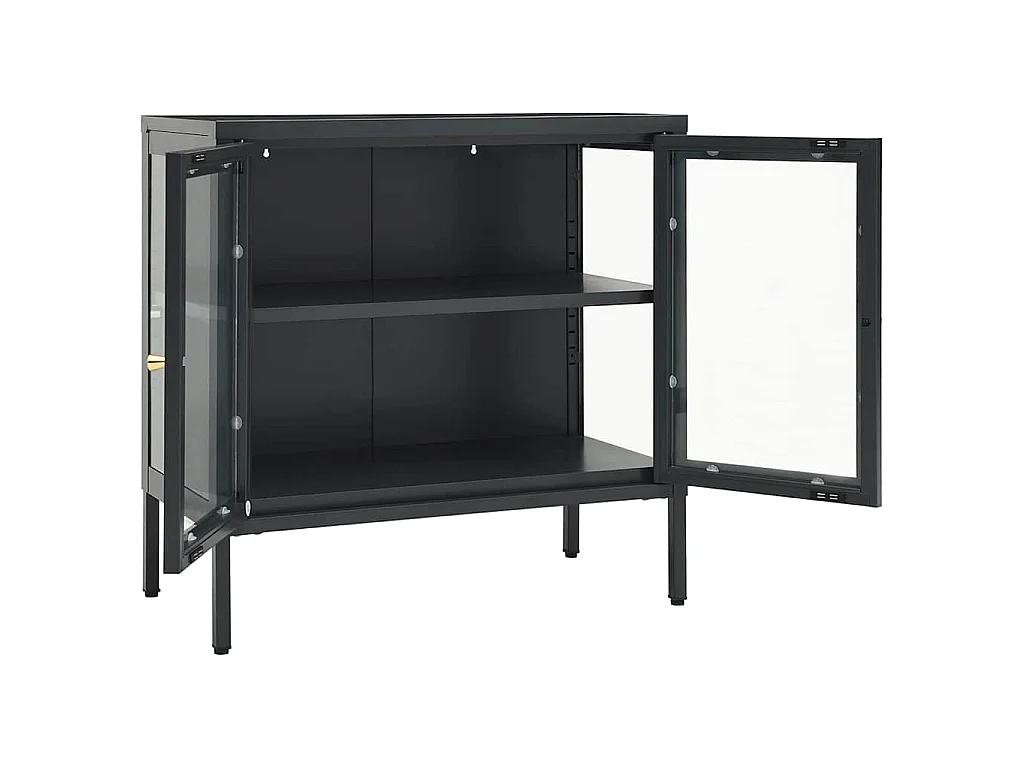 Buffet Anthracite 70x35x70 cm Acier et verre