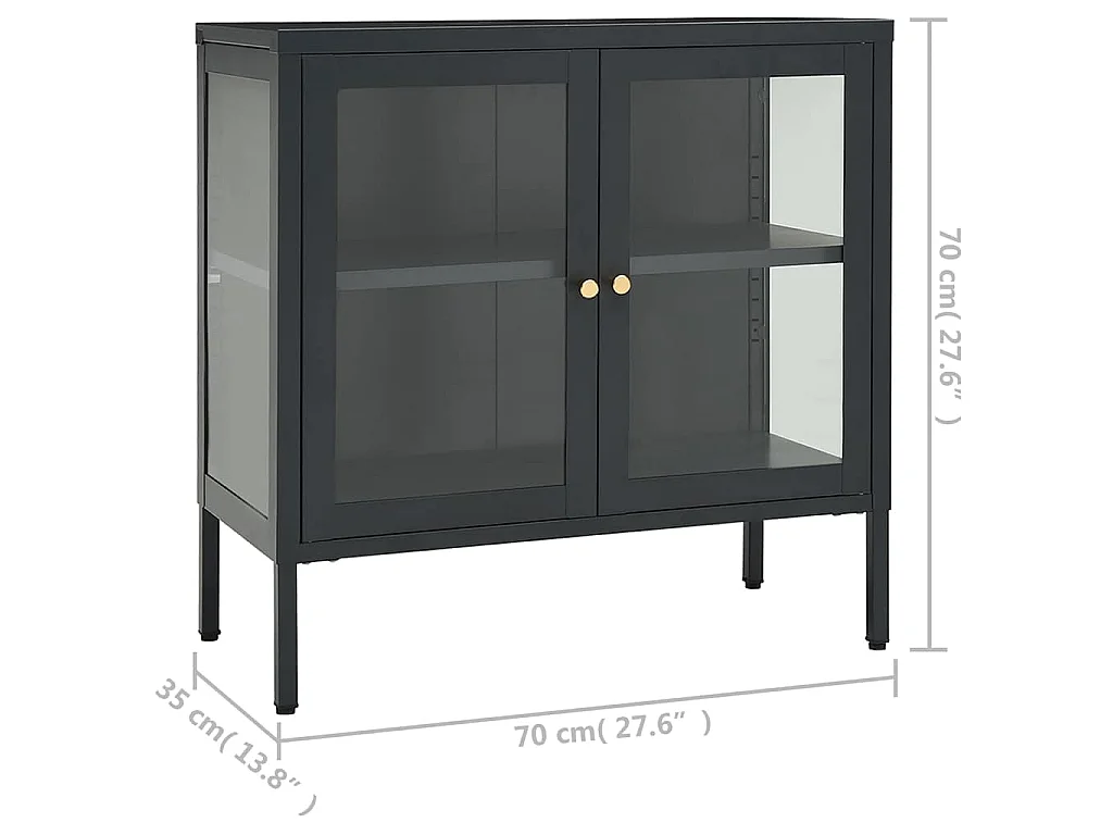 Buffet Anthracite 70x35x70 cm Acier et verre