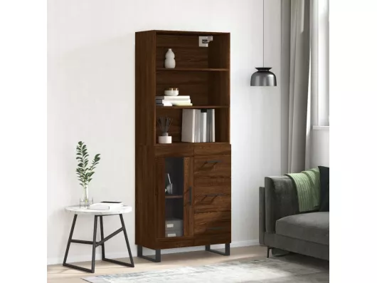 Kauf Unique Highboard Braun Eichen-Optik 69,5x34x180 cm Holzwerkstoff