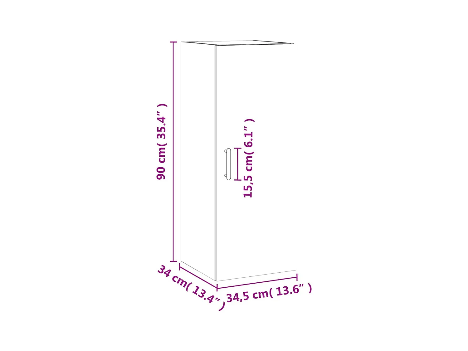 Wandschrank Weiß 34,5x34x90 cm