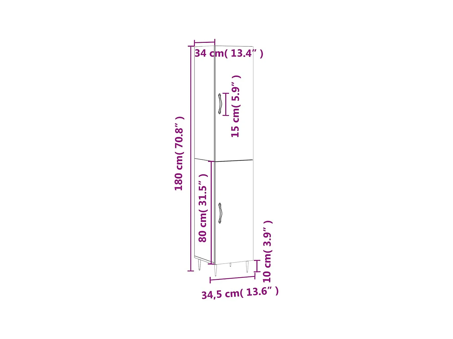 Highboard Betongrau 34,5x34x180 cm Holzwerkstoff