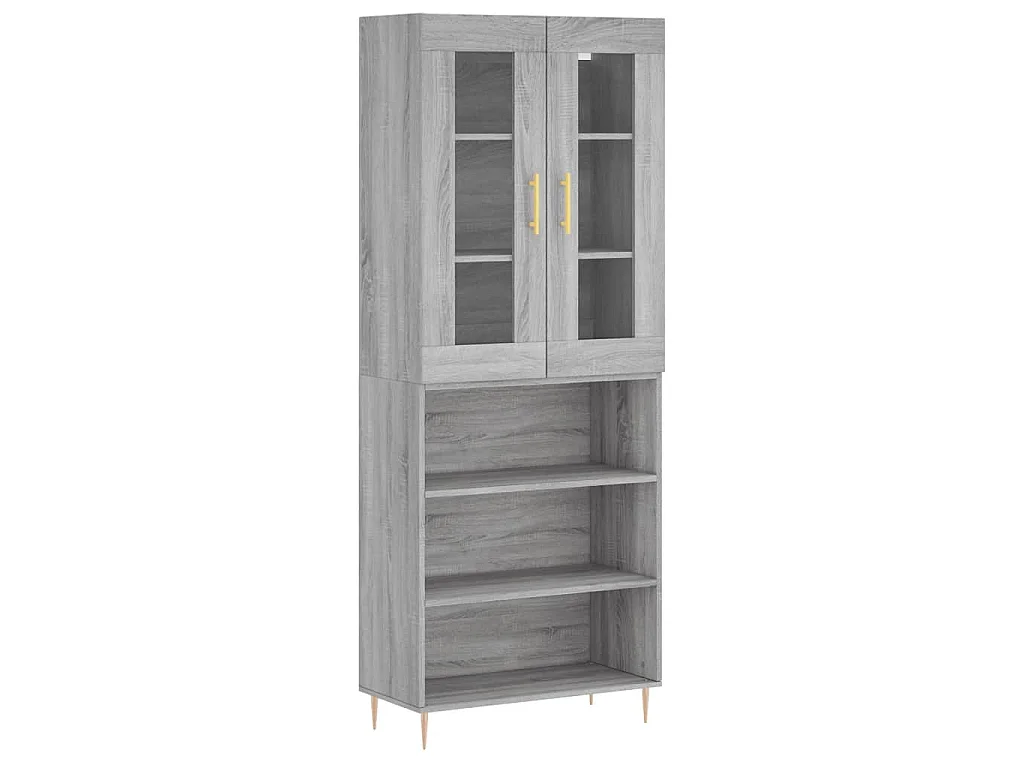 Credenza Grigio Sonoma 69,5x34x180 cm in Legno Multistrato