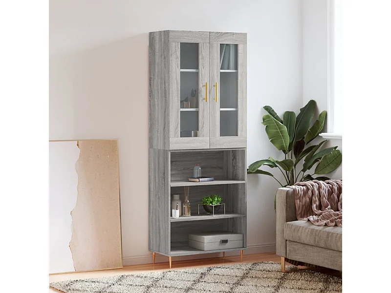 Aparador alto madera contrachapada gris sonoma 69,5x34x180 cm