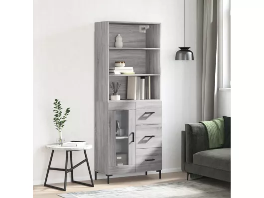 Kauf Unique Highboard Grau Sonoma 69,5x34x180 cm Holzwerkstoff