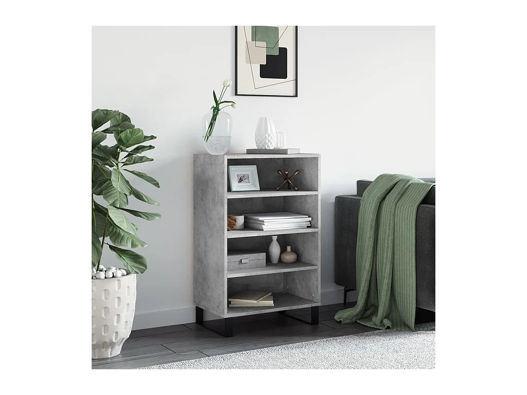 Hoge kast 57x35x90 cm bewerkt hout betongrijs