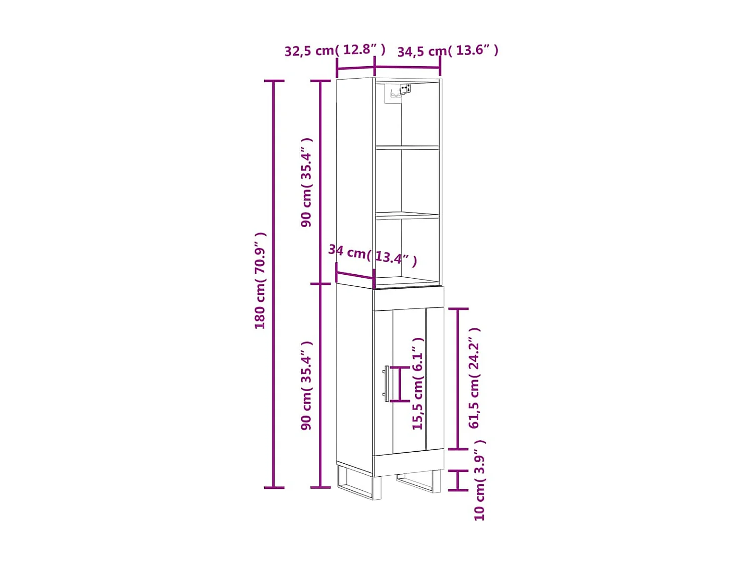 Highboard Räuchereiche 34,5x34x180 cm Holzwerkstoff