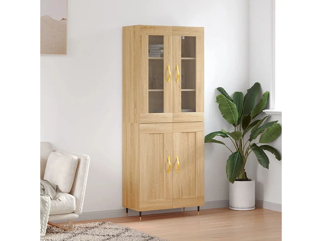 Highboard Sonoma-Eiche 69,5x34x180 cm Holzwerkstoff