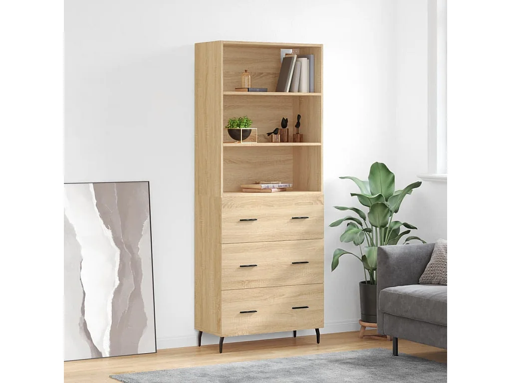 Buffet haut Chêne sonoma 69,5x34x180 cm Bois d'ingénierie