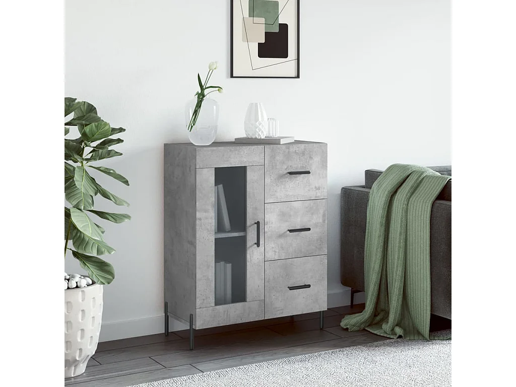 Dressoir 69,5x34x90 cm bewerkt hout betongrijs