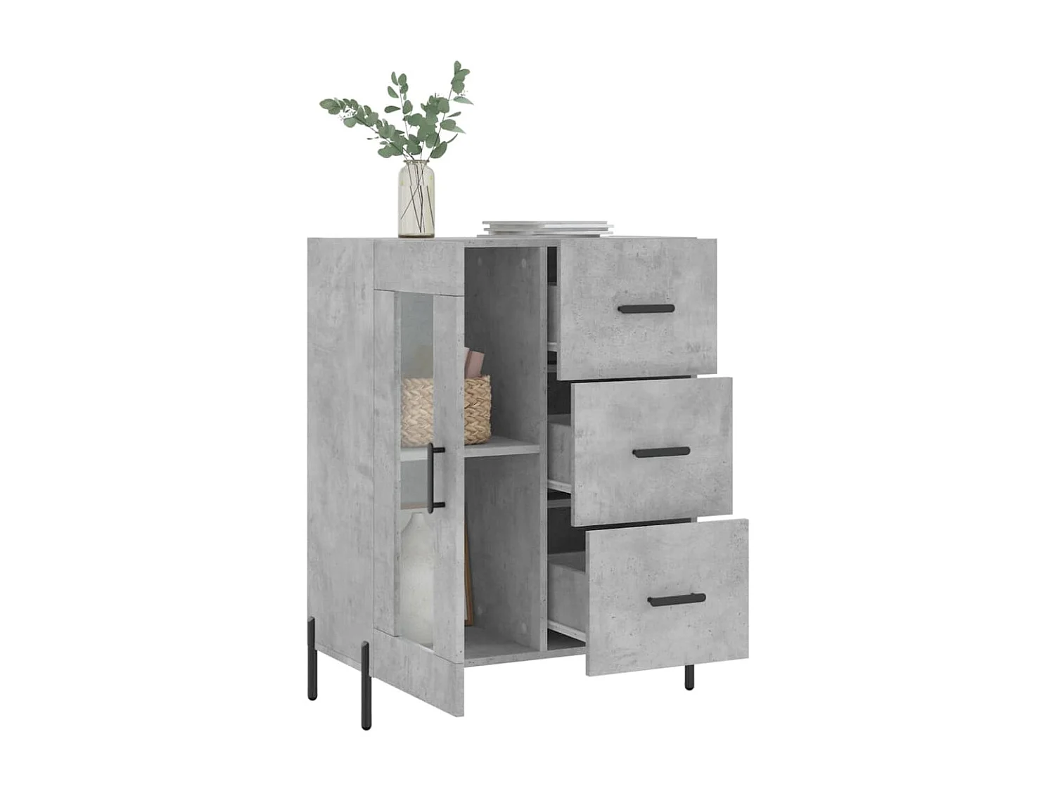 Dressoir 69,5x34x90 cm bewerkt hout betongrijs