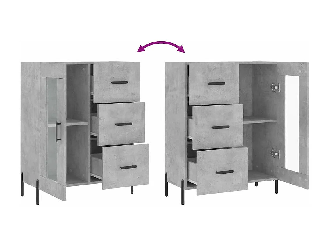 Dressoir 69,5x34x90 cm bewerkt hout betongrijs