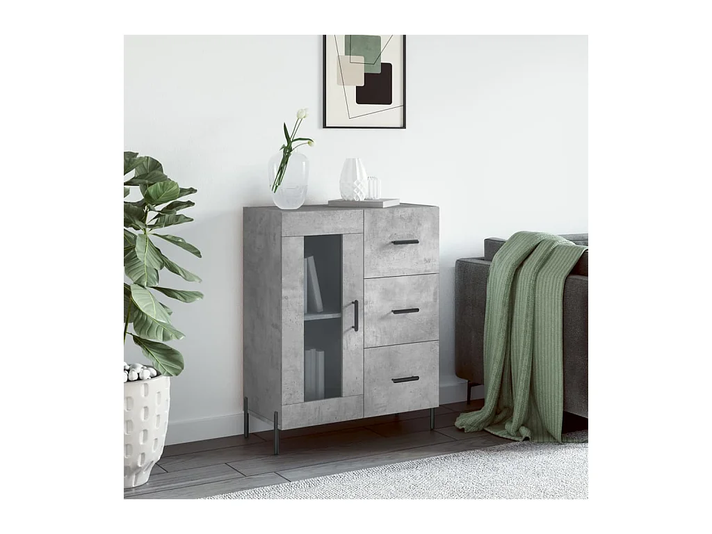 Buffet gris béton 69,5x34x90 cm bois d'ingénierie