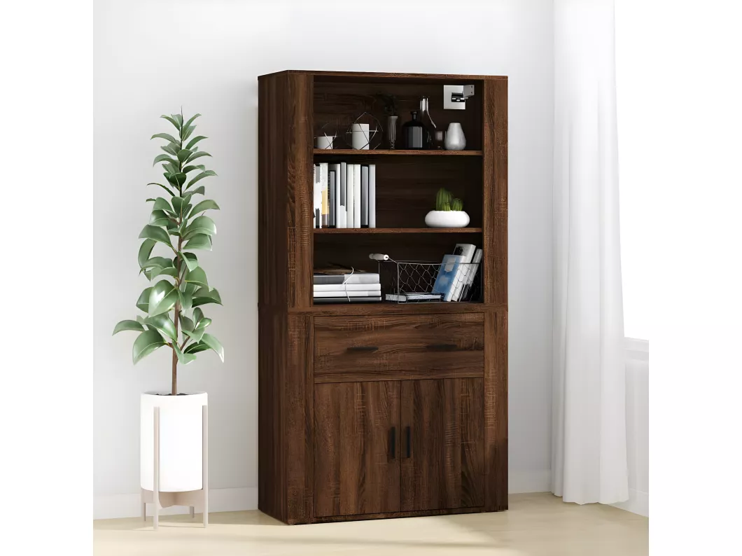 Kauf Unique Highboard Braun Eichen-Optik Holzwerkstoff