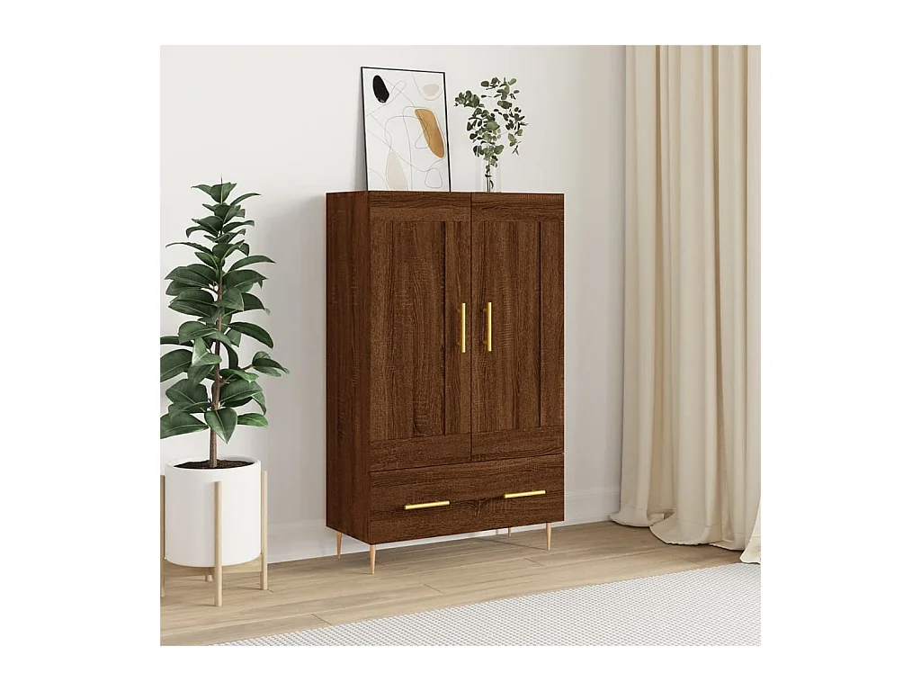 Buffet haut chêne marron 69,5x31x115 cm bois d'ingénierie