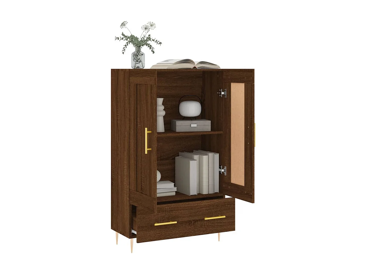 Armário alto derivados madeira 69,5x31x115 cm carvalho castanho